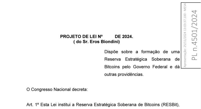 Diputado quiere que Brasil, al igual que Estados Unidos, también cree una reserva de Bitcoin. 